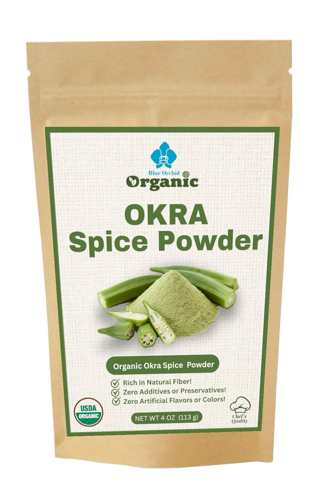 Organic Okra Powder Spice | USDA Certified | High Fiber & Versatile Thickener for Gumbo, Smoothies, Keto