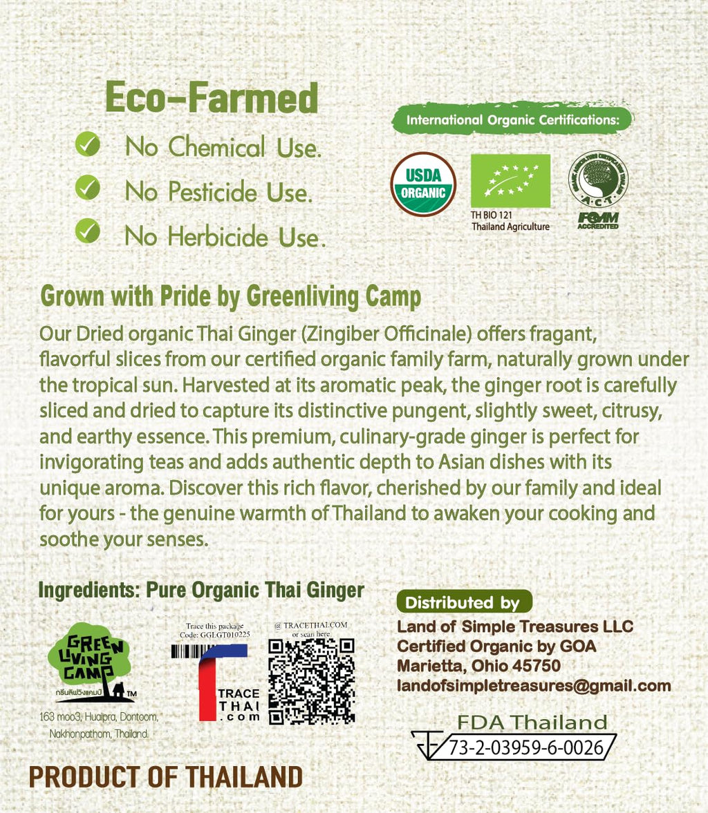 USDA Certified Organic Dried Ginger Root Slices 2 OZ - Premium Sun Dried Thai Spice, Carefully Cut & Sifted Zingiber Officinale for Flavorful Teas, Warming Soups, and Authentic Asian Cuisine