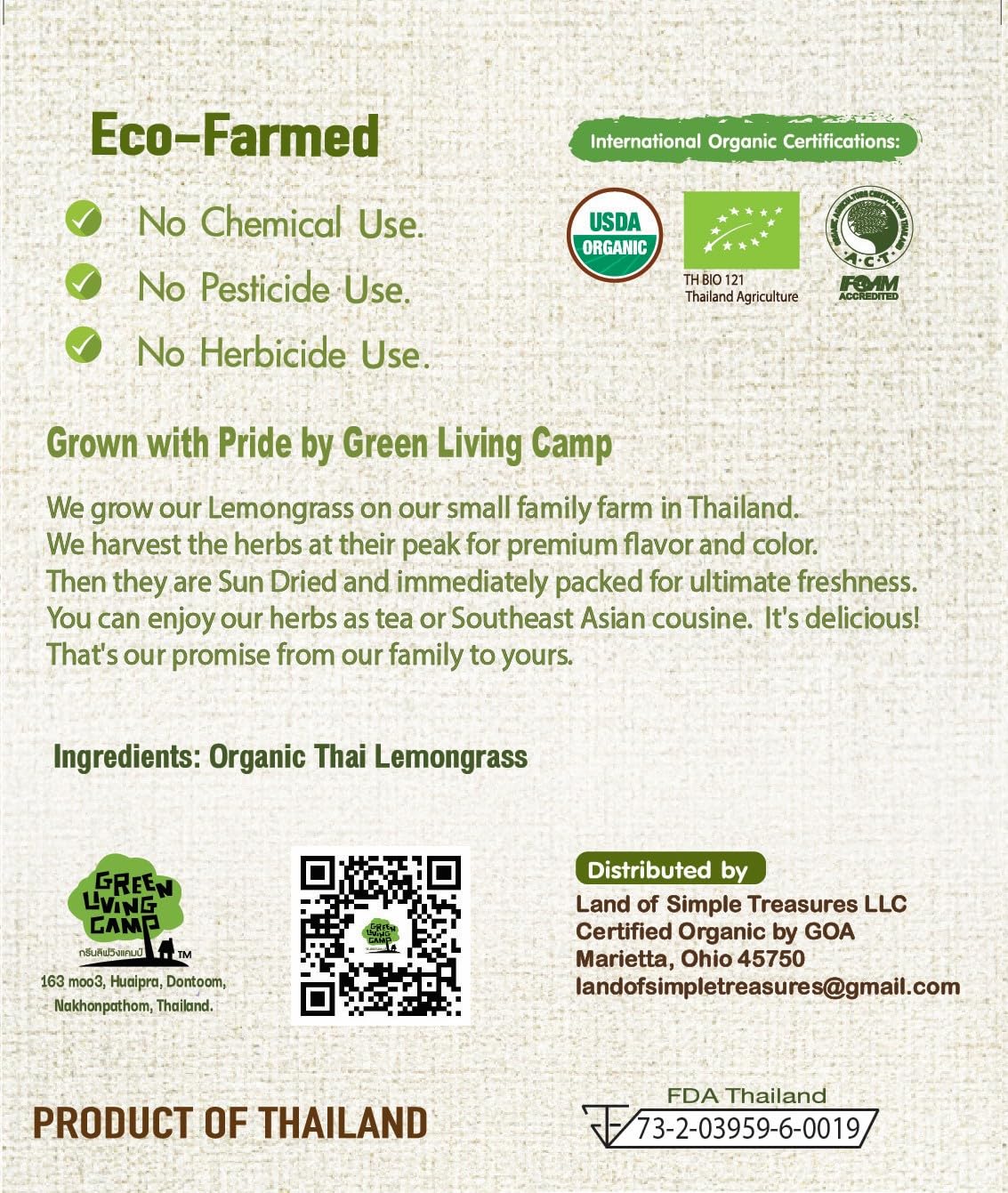 Organic Lemongrass Loose Leaf | For Healthy Herbal Tea and Thai Asian Cuisine | Gluten Free | Caffeine Free