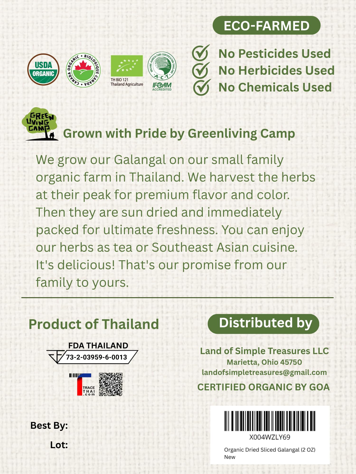 Organic Dried Sliced Galangal Root - Galanga Spice Seasoning in Asian Cooking ant Tea - for Thai, Indonesian, and Malaysian Cuisine