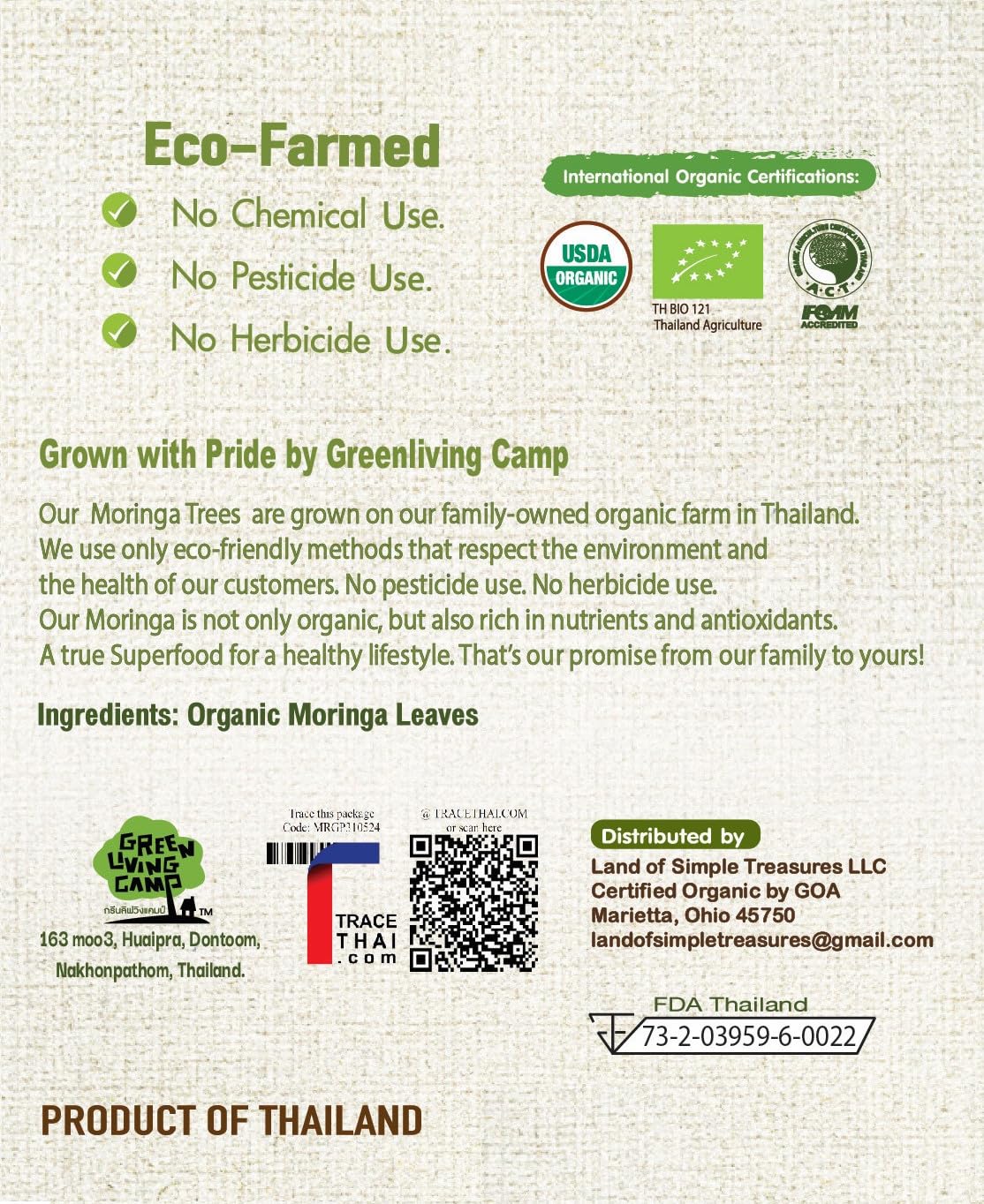 Organic Moringa Powder - Raw Sun Dried Oleifera Leaf Powder - for Healthy Herbal Tea, Smoothies, Sauces, and Dips