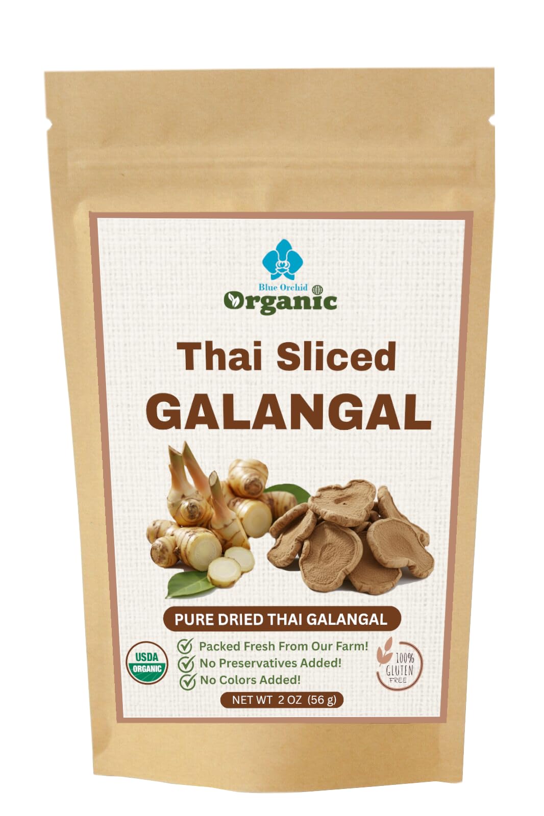 Organic Dried Sliced Galangal Root - Galanga Spice Seasoning in Asian Cooking ant Tea - for Thai, Indonesian, and Malaysian Cuisine