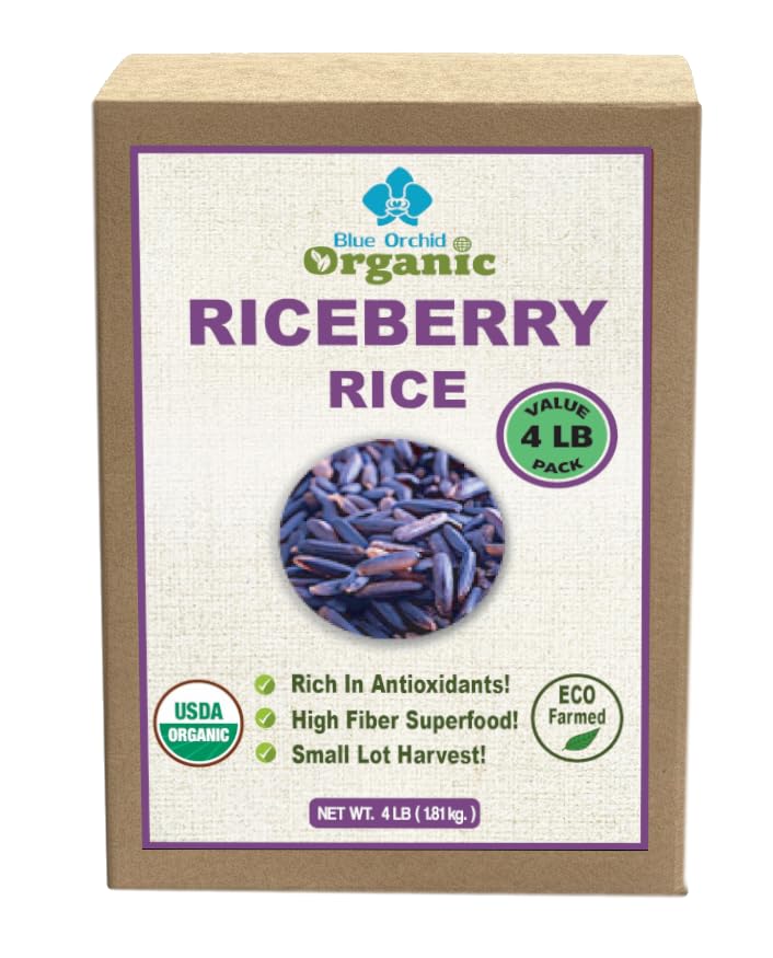 Blueberry Premium Rice Organic Riceberry Rice - Purple Thai Black Jasmine Rice - USDA Certifi ...