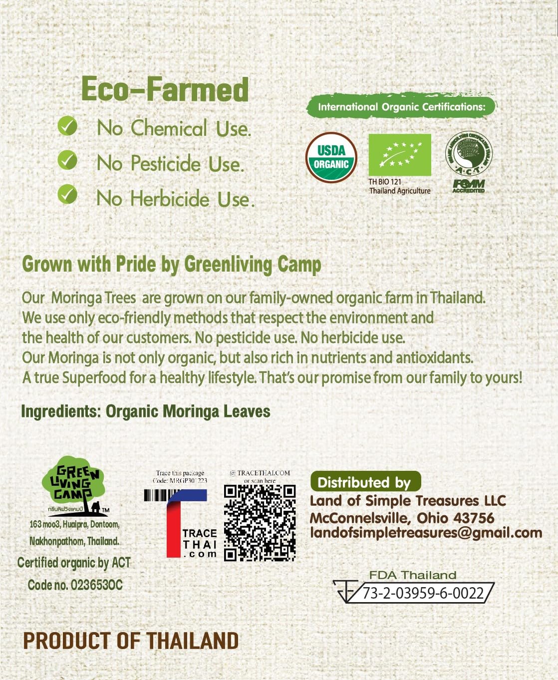 Organic Moringa Powder - Raw Sun Dried Oleifera Leaf Powder - for Healthy Herbal Tea, Smoothies, Sauces, and Dips