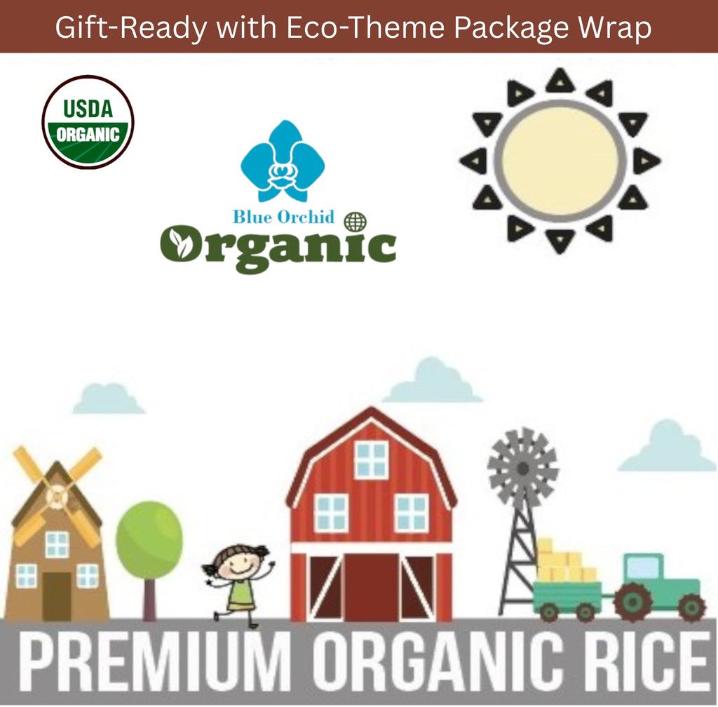 Certified Organic Thai Jasmine Rice Gift Set - Medley Rice 4 Kinds - Brown, Red, Purple Riceberry, Mixed Rice - 2 LB Eco Gift Set