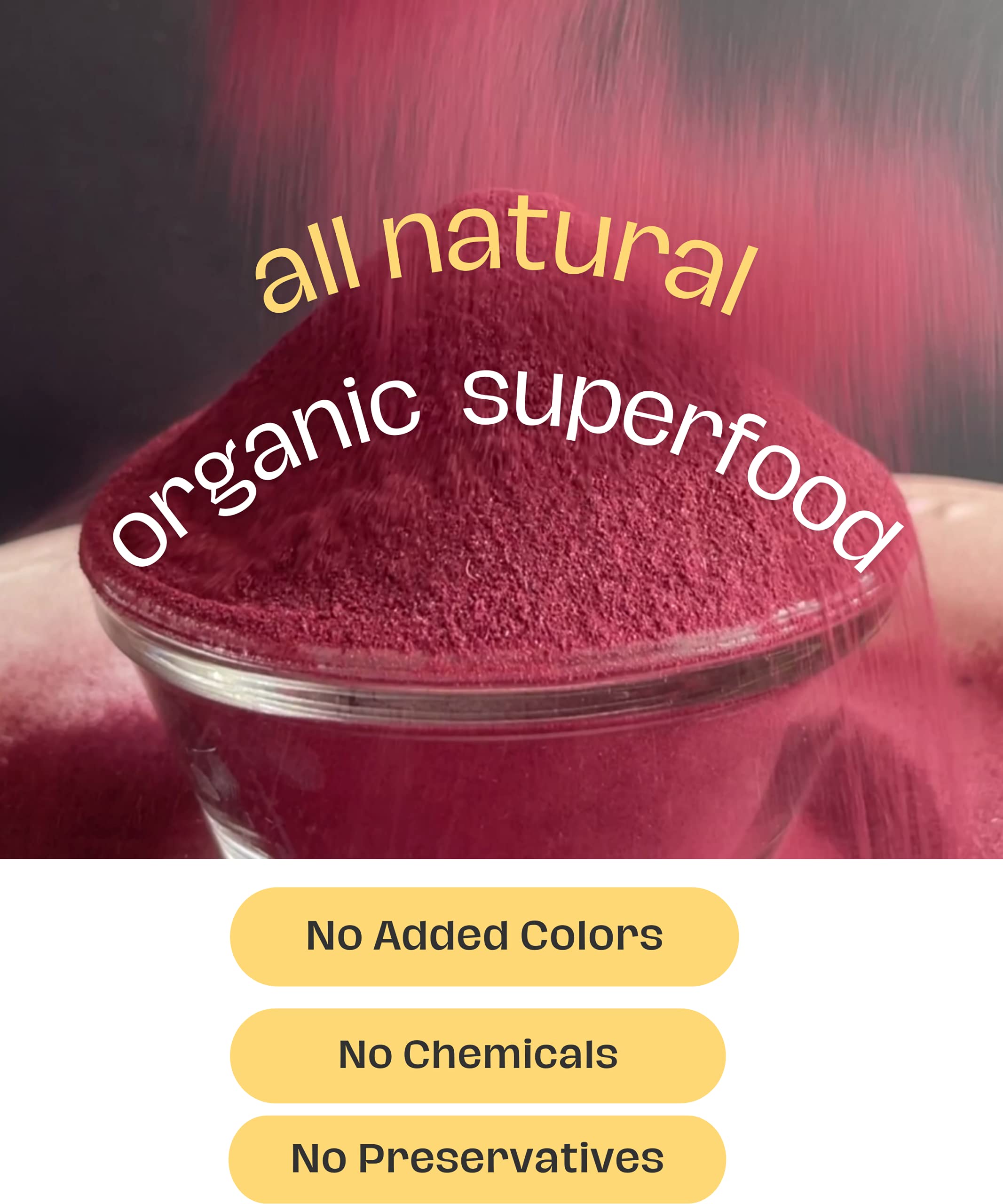 16 OZ Organic Hibiscus Flower Powder - Natural Food Coloring - Sun Dried Thai Red Purple Roselle Herb - Matcha Powder for Tea Drinks Health Beauty