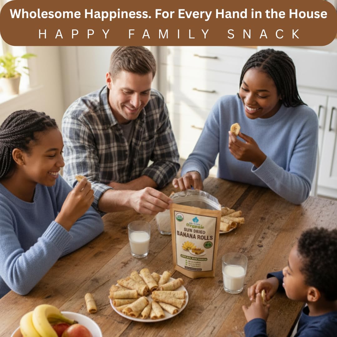 Organic Sun Dried Banana Snacks - Natural Fruit Leather No Sugar Added - No Preservatives - Unsulfured - Soft and Chewy - Bulk Value Pack